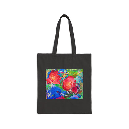 Birds & Flowers Cotton Canvas Tote Bag