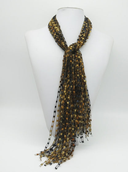 Ribbon Scarf - Black & Gold