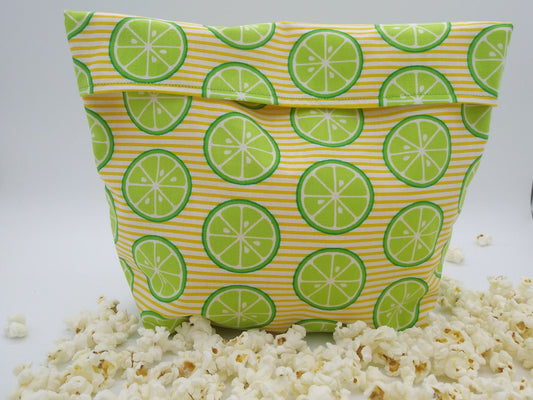 Microwave Popcorn Bag - Lime Stripes