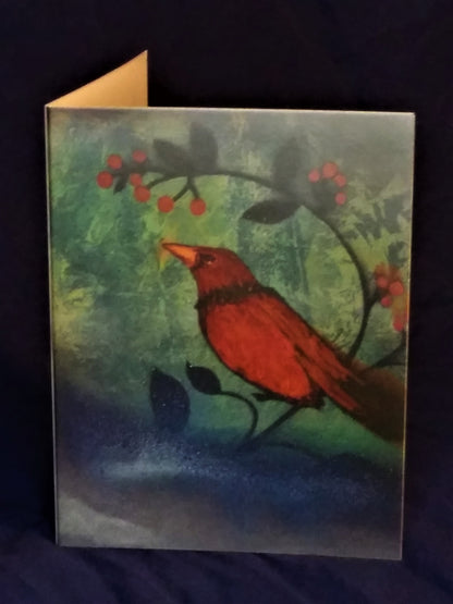 Rainy Redbird Notecard