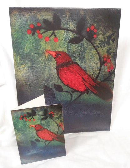 Rainy Redbird Notecard