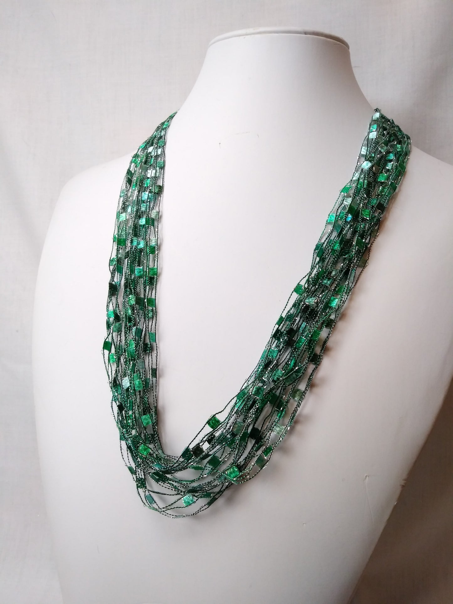 Ribbon Necklace - Green Seas